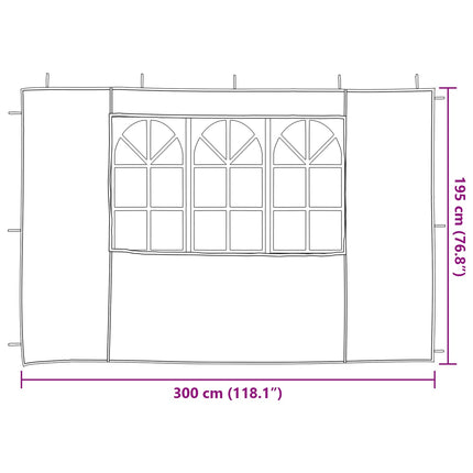 Partytältvägg 2 pcs 300 x 195 cm Röd PE och stål