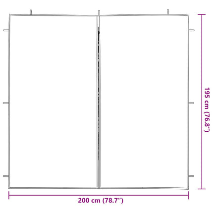 Partytältvägg 2 st 200 x 195 cm Vit PE och stål