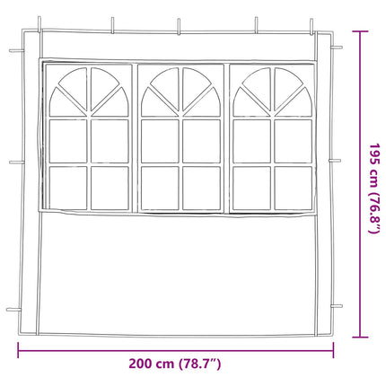 Partytältvägg 2 pcs 200 x 195 cm Grön PE och stål