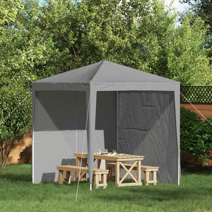 Partytältvägg 2 st 200 x 195 cm Ljusgrå PE och stål
