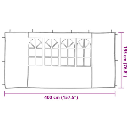 Partytältvägg 2 pcs 400 x 195 cm Ljusgrå PE och stål