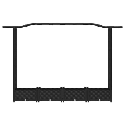 Upphöjd Bädd med Spaljé och Tak Svart 207 x 40 x 126 cm PP