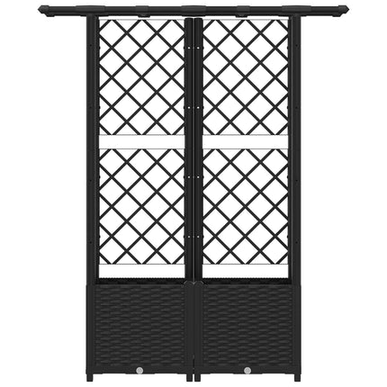 Upphöjd Bädd med Spaljé och Tak Svart 124,5 x 40 x 138 cm PP