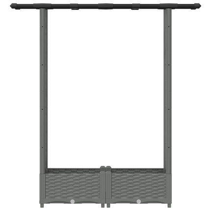 Upphöjd Bädd med Spaljé och Tak Ljusgrå 122,5 x 40 x 121 cm PP