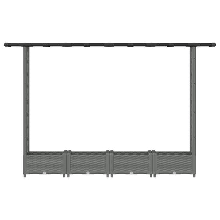 Upphöjd Bädd med Spaljé och Tak Ljusgrå 203 x 40 x 121 cm PP