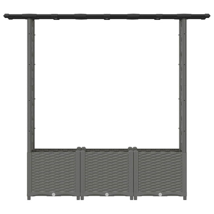 Upphöjd Bädd med Spaljé och Tak Ljusgrå 162,5 x 40 x 136 cm PP