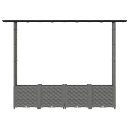 Upphöjd Bädd med Spaljé och Tak Ljusgrå 203 x 40 x 136 cm PP