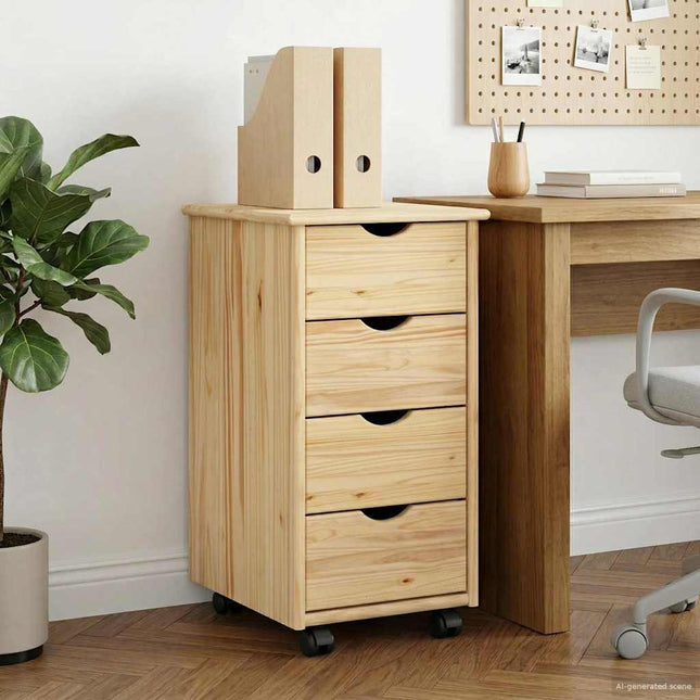 Rullande skåp 34 x 39 x 65,5 cm Massiv furu Brun