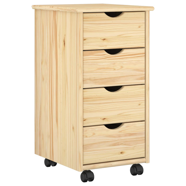 Rullande skåp 34 x 39 x 65,5 cm Massiv furu Brun