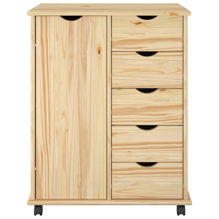Rullande skåp med hjul Brun 63,5 x 39 x 79 cm Massiv furu