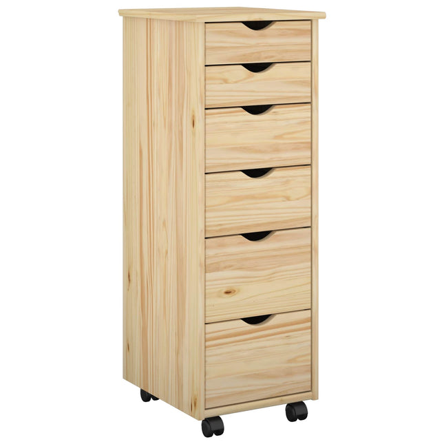 Rullande skåp 34 x 39 x 93,5 cm Massiv furu Brun
