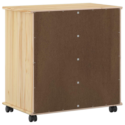 Rullande skåp med hjul Brun 63,5 x 39 x 65,5 cm Massiv furu