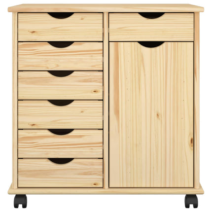Rullande skåp med hjul Brun 63,5 x 39 x 65,5 cm Massiv furu