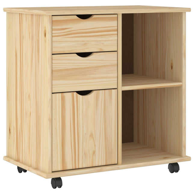 Rullande skåp 63,5 x 39 x 65,5 cm Massiv furu Brun