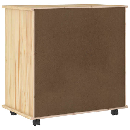 Rullande skåp med hjul Brun 63,5 x 39 x 65,5 cm Massiv furu