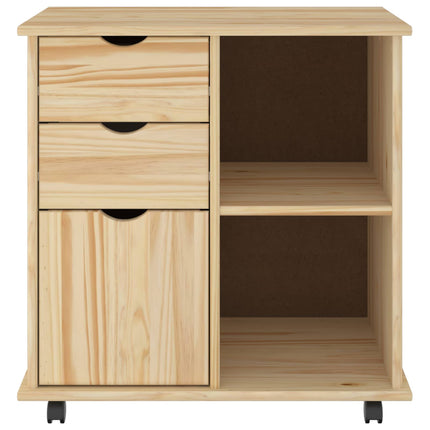 Rullande skåp med hjul Brun 63,5 x 39 x 65,5 cm Massiv furu