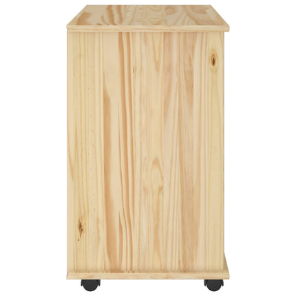 Rullande skåp med hjul Brun 63,5 x 39 x 65,5 cm Massiv furu