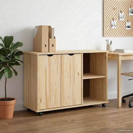 Rullande skåp med hjul Brun 100 x 39 x 65,5 cm Massiv furu