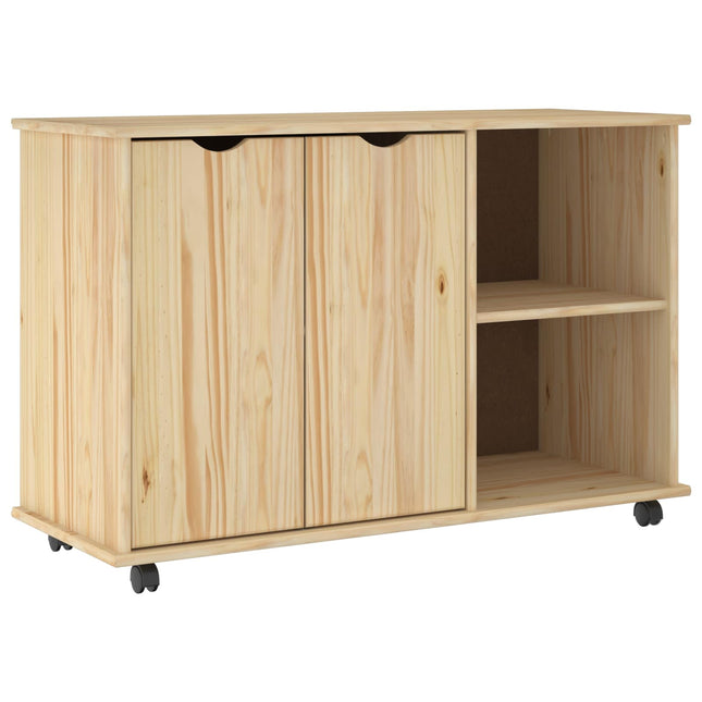 Rullande skåp med hjul Brun 100 x 39 x 65,5 cm Massiv furu