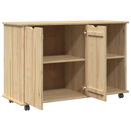 Rullande skåp med hjul Brun 100 x 39 x 65,5 cm Massiv furu