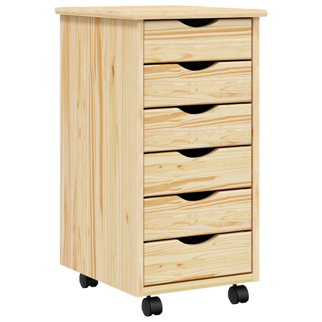 Rullande Skåp med Lådor MOSS 34 x 39 x 65,5 cm Massivt tallträ