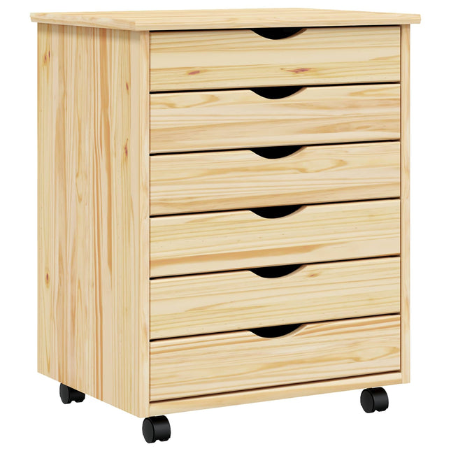 Rullande Skåp med Lådor MOSS 53 x 39 x 65,5 cm Massivt tallträ
