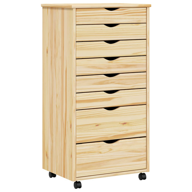 Rullande Skåp med Lådor MOSS 53 x 39 x 103 cm Massivt tallträ
