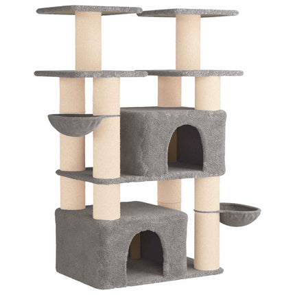 Kattträd med sisal klöspelare 2 st Ljusgrå 147 cm