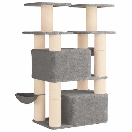 Kattträd med sisal klöspelare 2 st Ljusgrå 147 cm