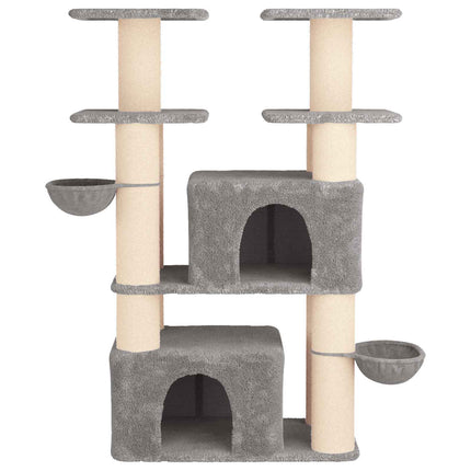 Kattträd med sisal klöspelare 2 st Ljusgrå 147 cm
