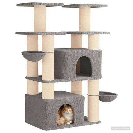Kattträd med sisal klöspelare 2 st Ljusgrå 147 cm