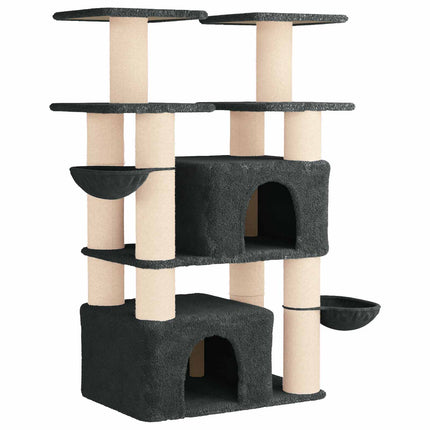 Kattträd med sisal klöspelare 2 st Mörkgrå 147 cm