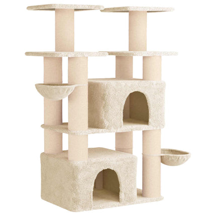 Kattträd med sisal klöspelare 2 st Gräddvit 147 cm