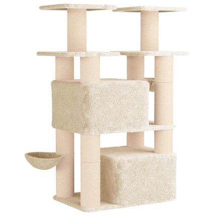 Kattträd med sisal klöspelare 2 st Gräddvit 147 cm