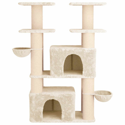 Kattträd med sisal klöspelare 2 st Gräddvit 147 cm