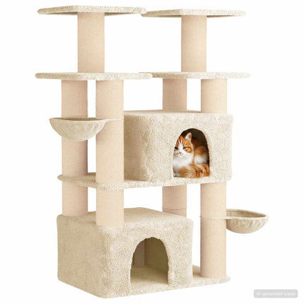 Kattträd med sisal klöspelare 2 st Gräddvit 147 cm