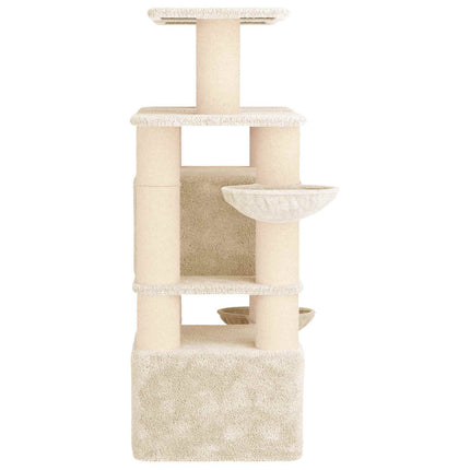 Kattträd med sisal klöspelare 2 st Gräddvit 147 cm