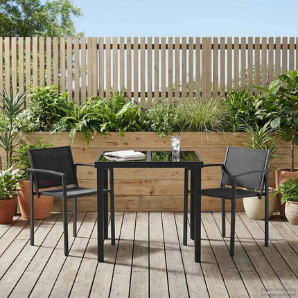 Utemöbelset 3 pcs Svart och Anthracit 80 x 80 x 73 cm Textilene