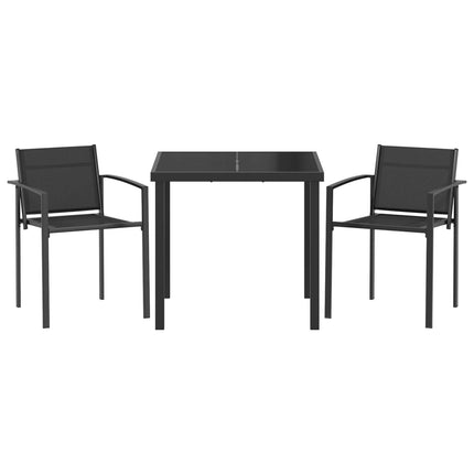 Utemöbelset 3 pcs Svart och Anthracit 80 x 80 x 73 cm Textilene