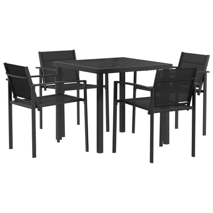 Utemöbelset 5 pcs Svart och Anthracit 80 x 80 x 73 cm Textilene