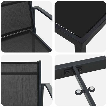 Utemöbelset 7 pcs Svart och Anthracit Textilene