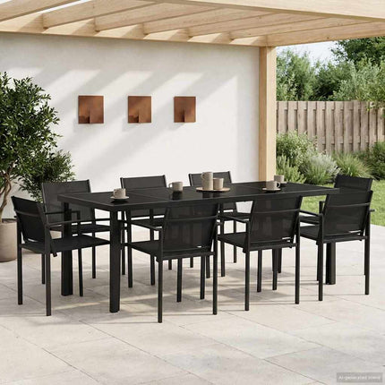 Utemöbelset 9 pcs Svart och Anthracit Textilene