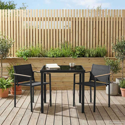 Utemöbelset 3 pcs Svart och Anthracit 80 x 80 x 73 cm Textilene