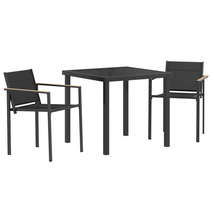 Utemöbelset 3 pcs Svart och Anthracit 80 x 80 x 73 cm Textilene