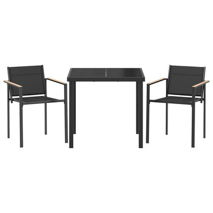 Utemöbelset 3 pcs Svart och Anthracit 80 x 80 x 73 cm Textilene