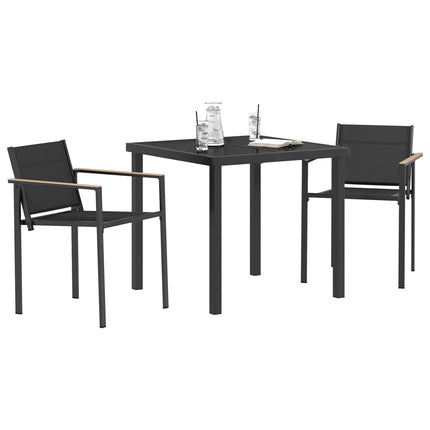 Utemöbelset 3 pcs Svart och Anthracit 80 x 80 x 73 cm Textilene