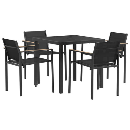 Utemöbelset 5 pcs Svart och Anthracit 80 x 80 x 73 cm Textilene