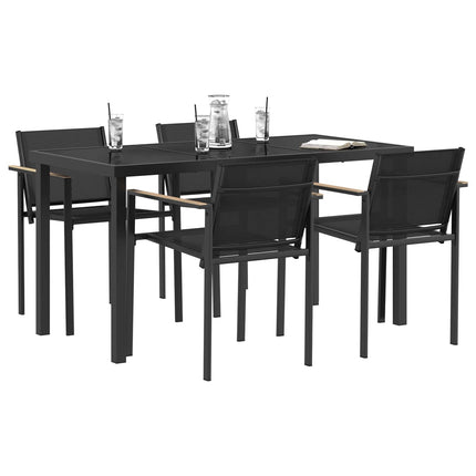 Utemöbelset 5 pcs Svart och Anthracit 140 x 70 x 73 cm