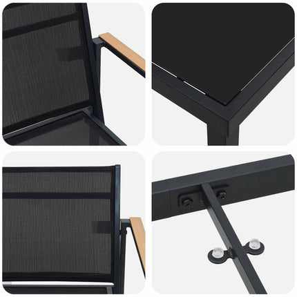 Utemöbelset 5 pcs Svart och Anthracit Textilene