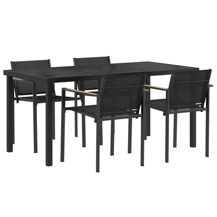 Utemöbelset 5 pcs Svart och Anthracit Textilene
